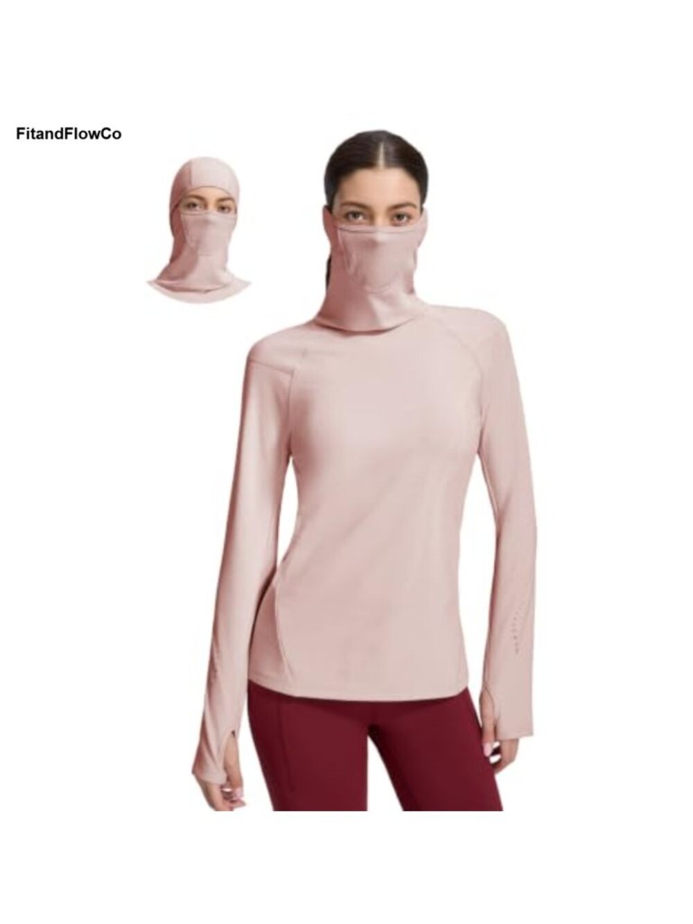 Fleece Lined Thermal Base Layer Hoodie Shirt Thumbholes